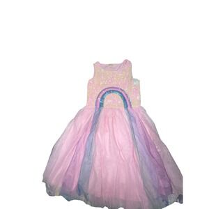 Zenzi Girls Rainbow Sequin Tulle‎ Dress Pink Multi Size XXL 16 18 Party